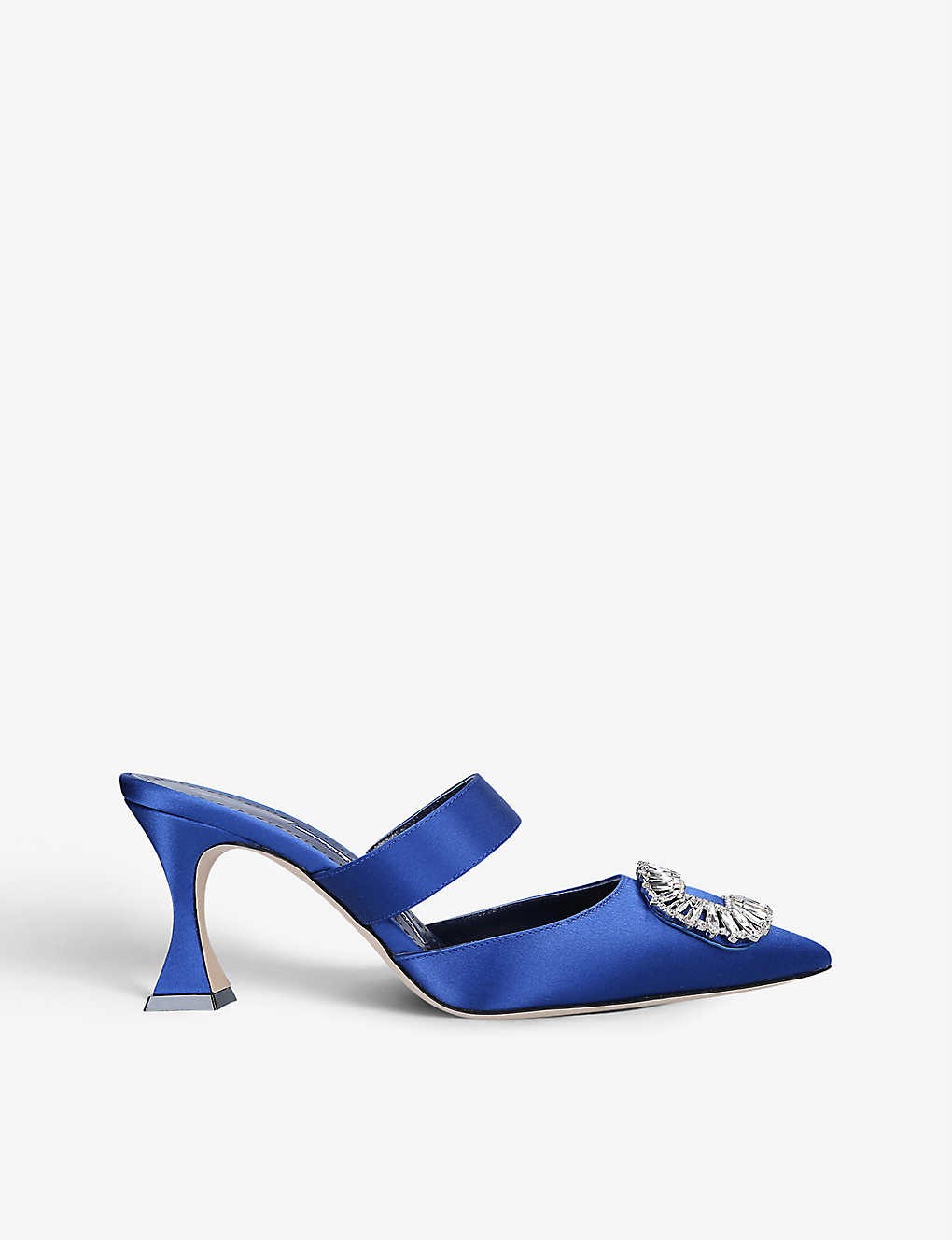 Scapetamu 70 buckle-embellished satin heeled mules