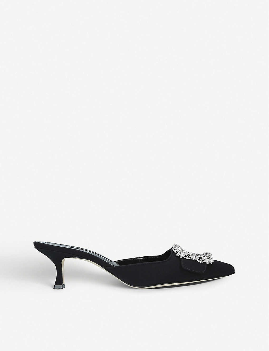 Maysale jewel-embellished silk heeled mules