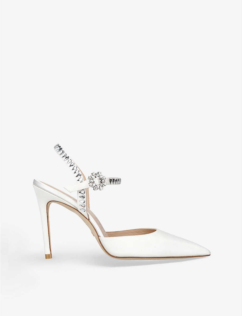 Gemcut 100 crystal-embellished satin heeled courts