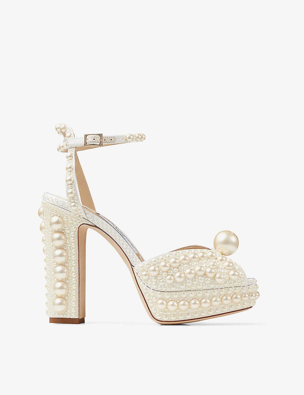 Sacaria 120 pearl-embellished satin platform sandals