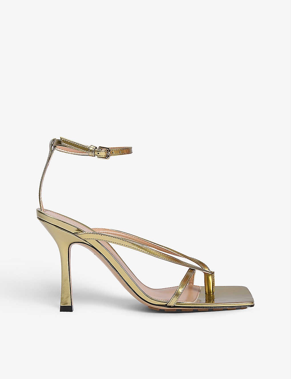 Naked metallic leather heeled sandals