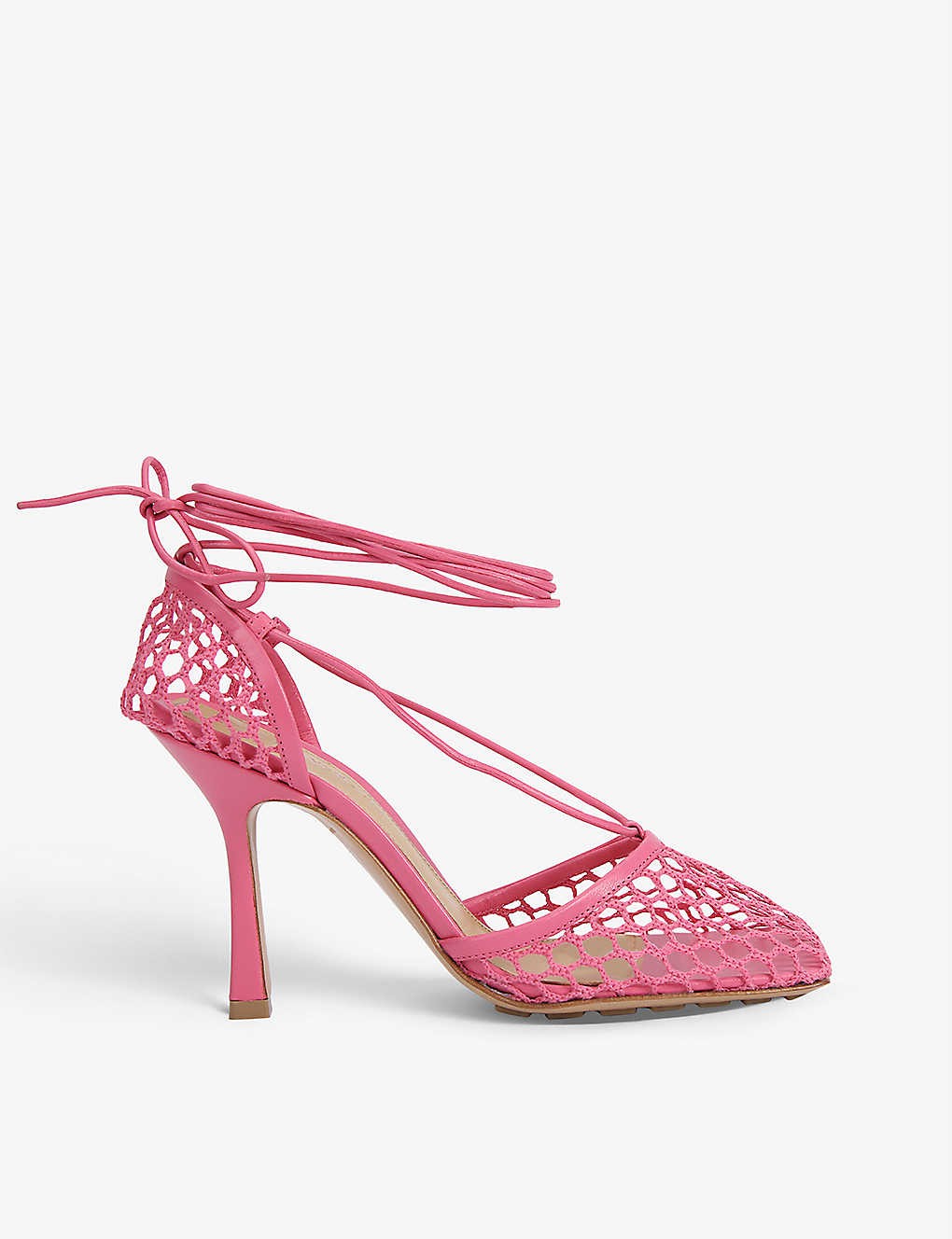 Stretch square-toe leather and mesh sandals
