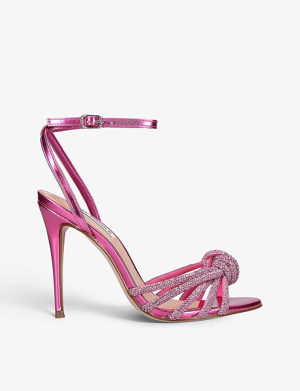 Bedazzle rhinestone-embellished faux-leather heeled sandals