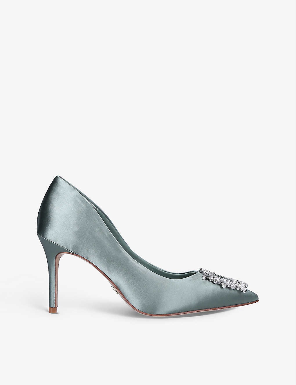 Platine embellished-detail satin court shoes