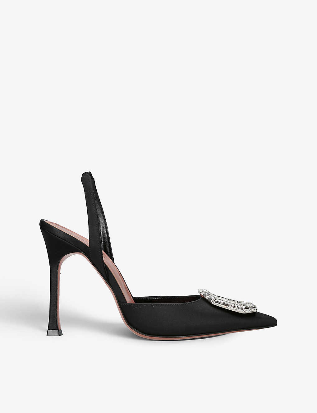 Camelia crystal-embellished satin slingback courts