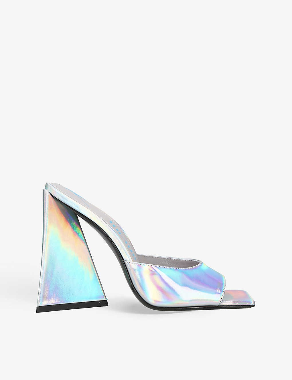 Devon holographic leather heeled mules
