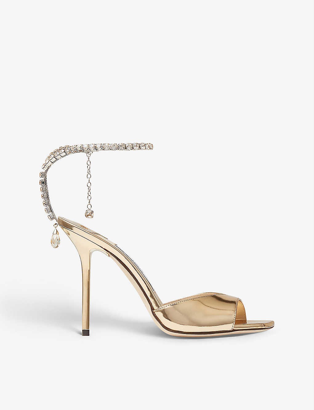 Saeda crystal-embellished metallic-leather heeled sandals