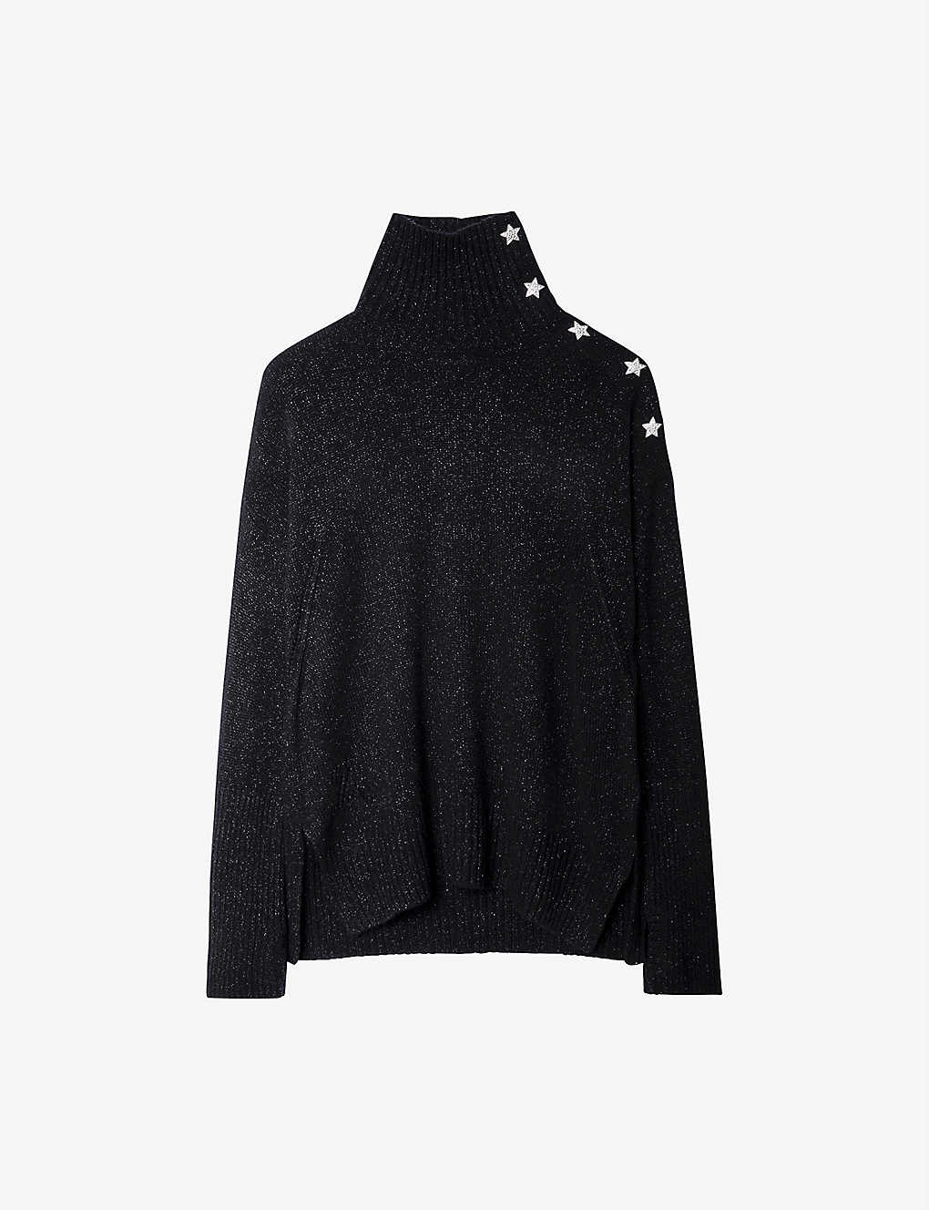 Alma contrast button cashmere jumper