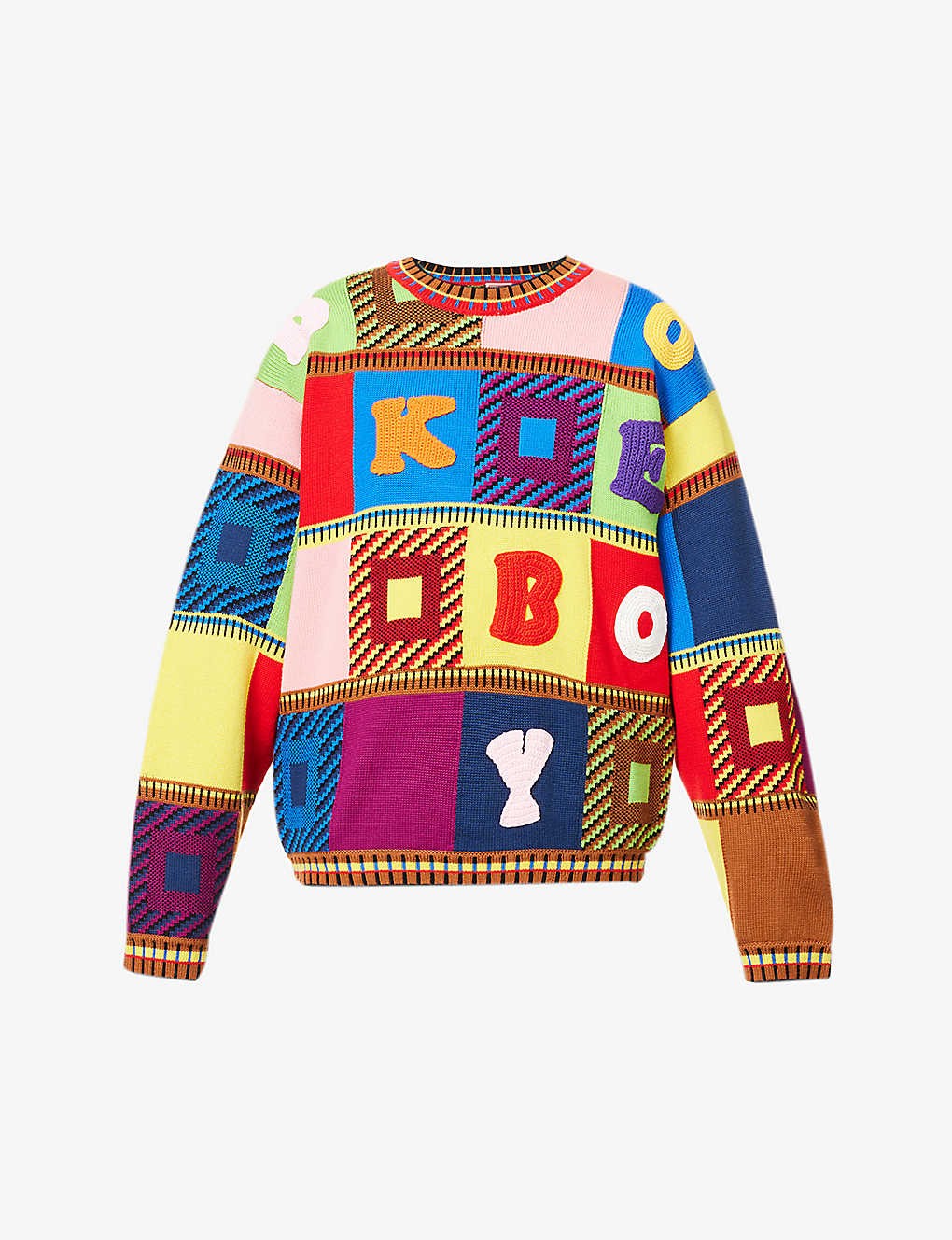 Boke Boy patchwork-knit relaxed-fit cotton-blend jumper
