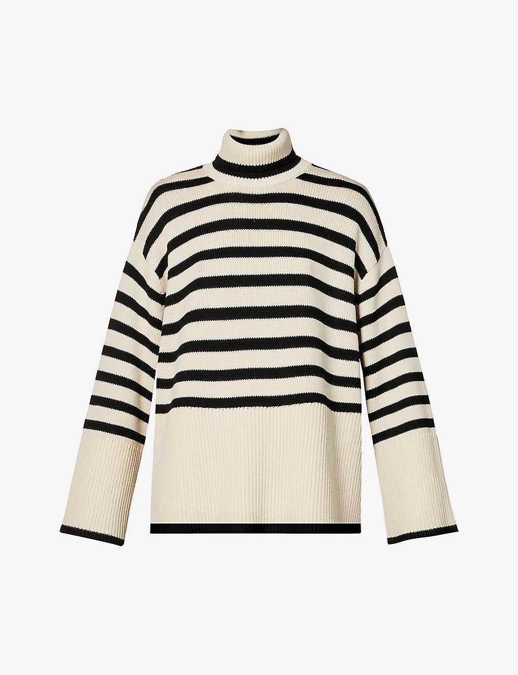 Striped turtleneck wool-blend knitted jumper