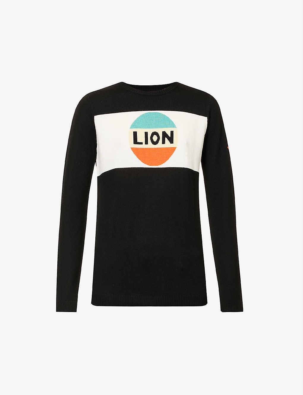 Graphic-embellished wool-knit jumper