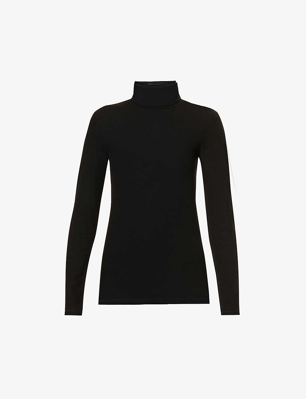 Ribbed turtleneck stretch-knit top