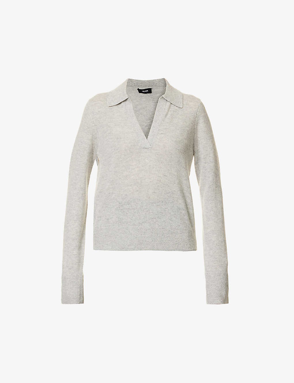 Open-collar V-neck cashmere top