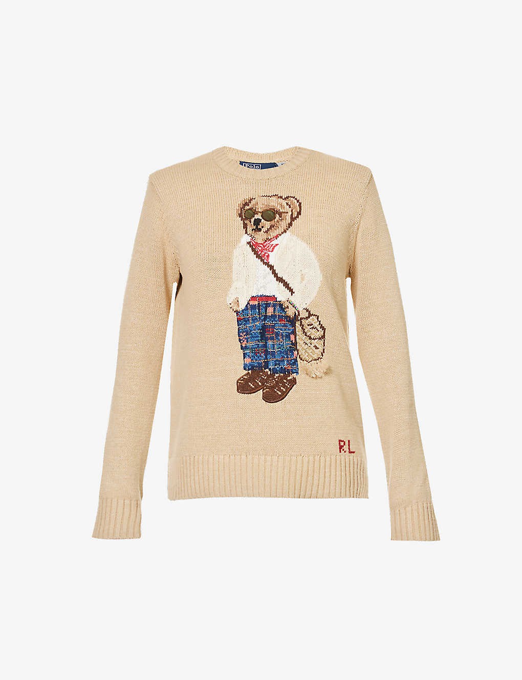 Polo Bear-intarsia cotton-blend jumper