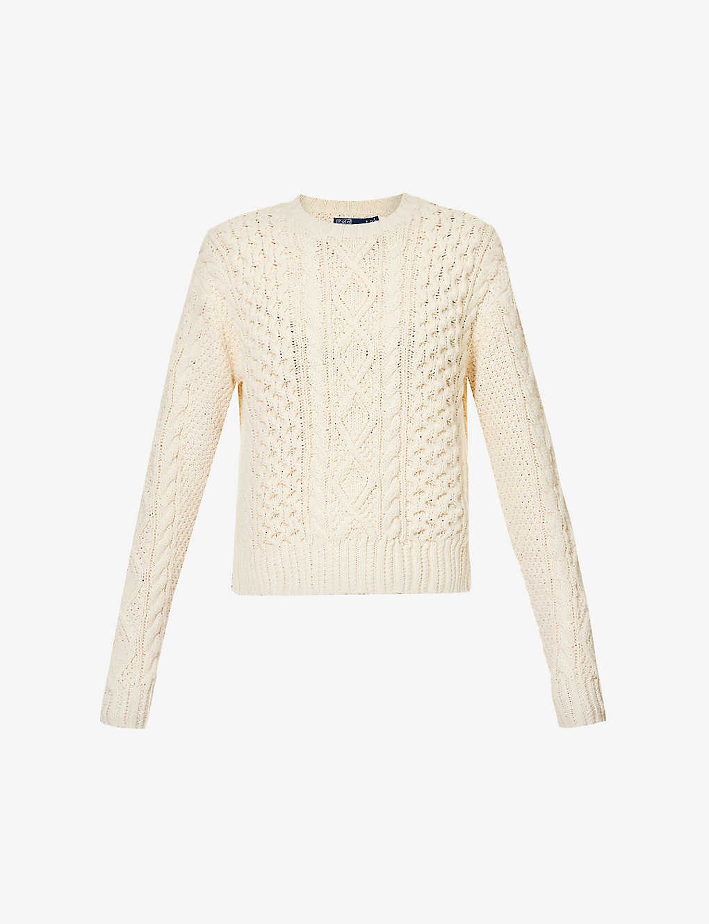 Aran cable-knit cotton jumper