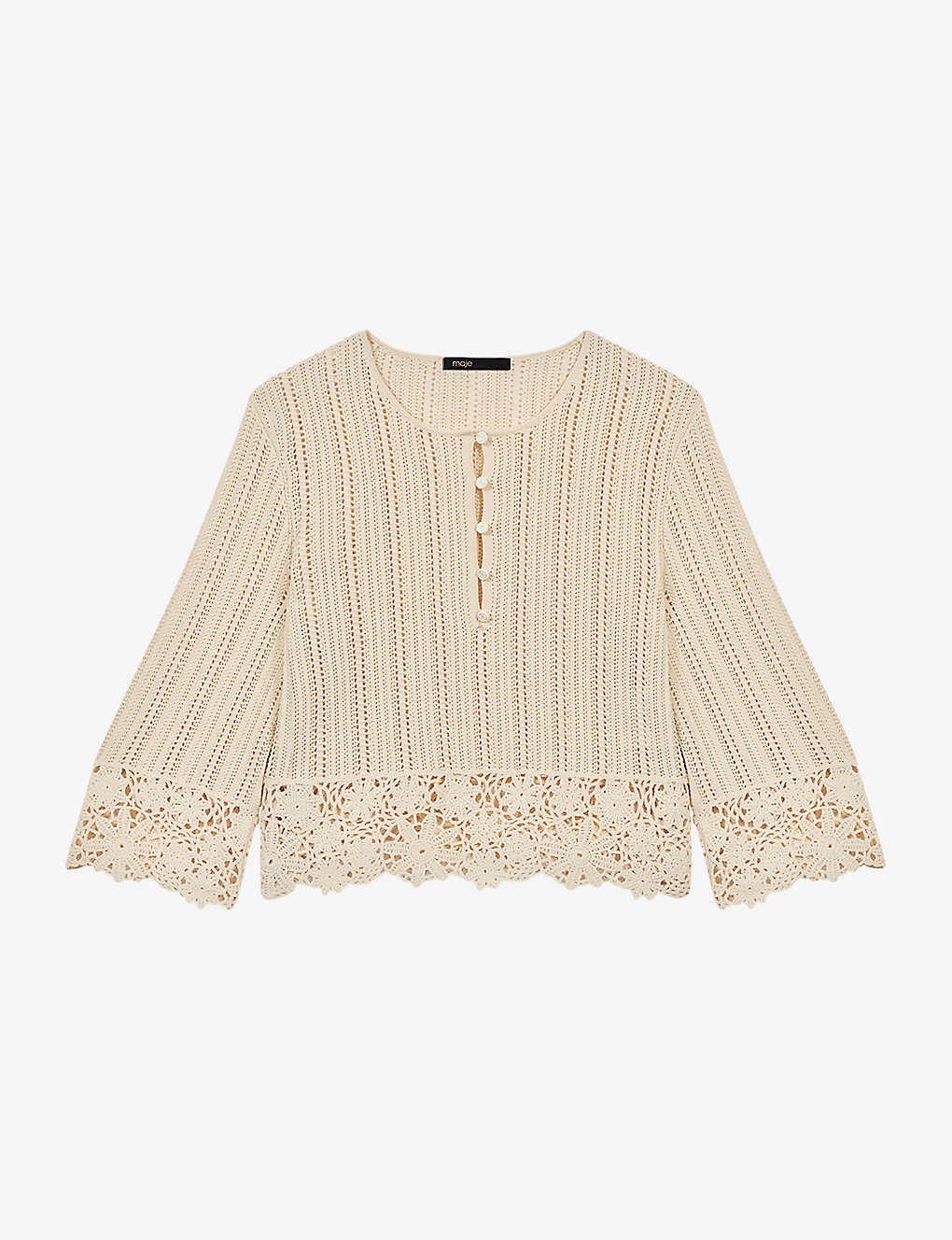 Mantelly crochet-trim cropped woven jumper