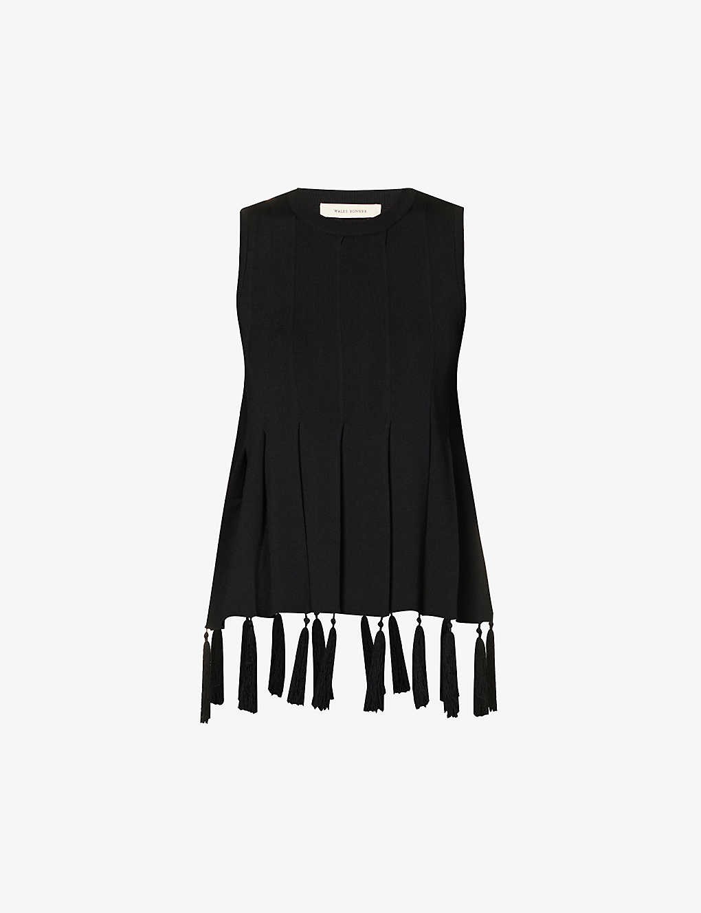 Poet tassel-trim knitted top