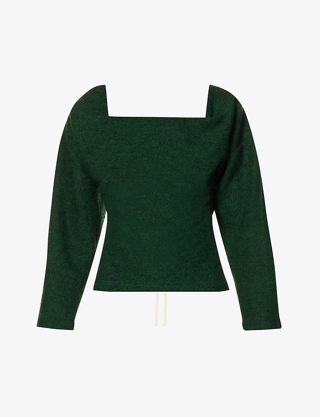 Carmen structured-bodice scoop-neck wool top