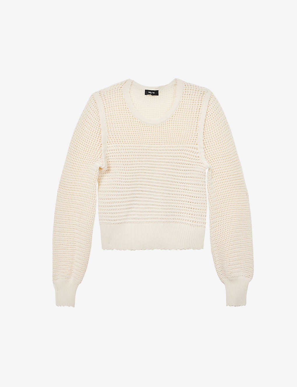 Stitched-pattern regular-fit organic-cotton knitted jumper
