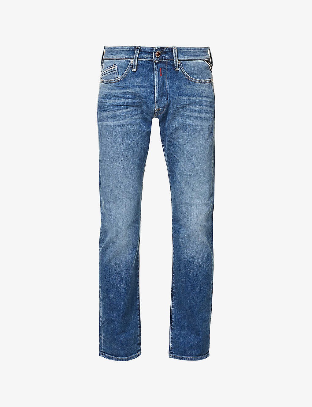 Waitom faded-wash straight-leg stretch-denim jeans