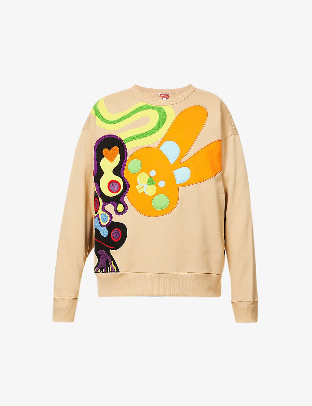 Graphic-appliqué relaxed-fit cotton-jersey sweatshirt