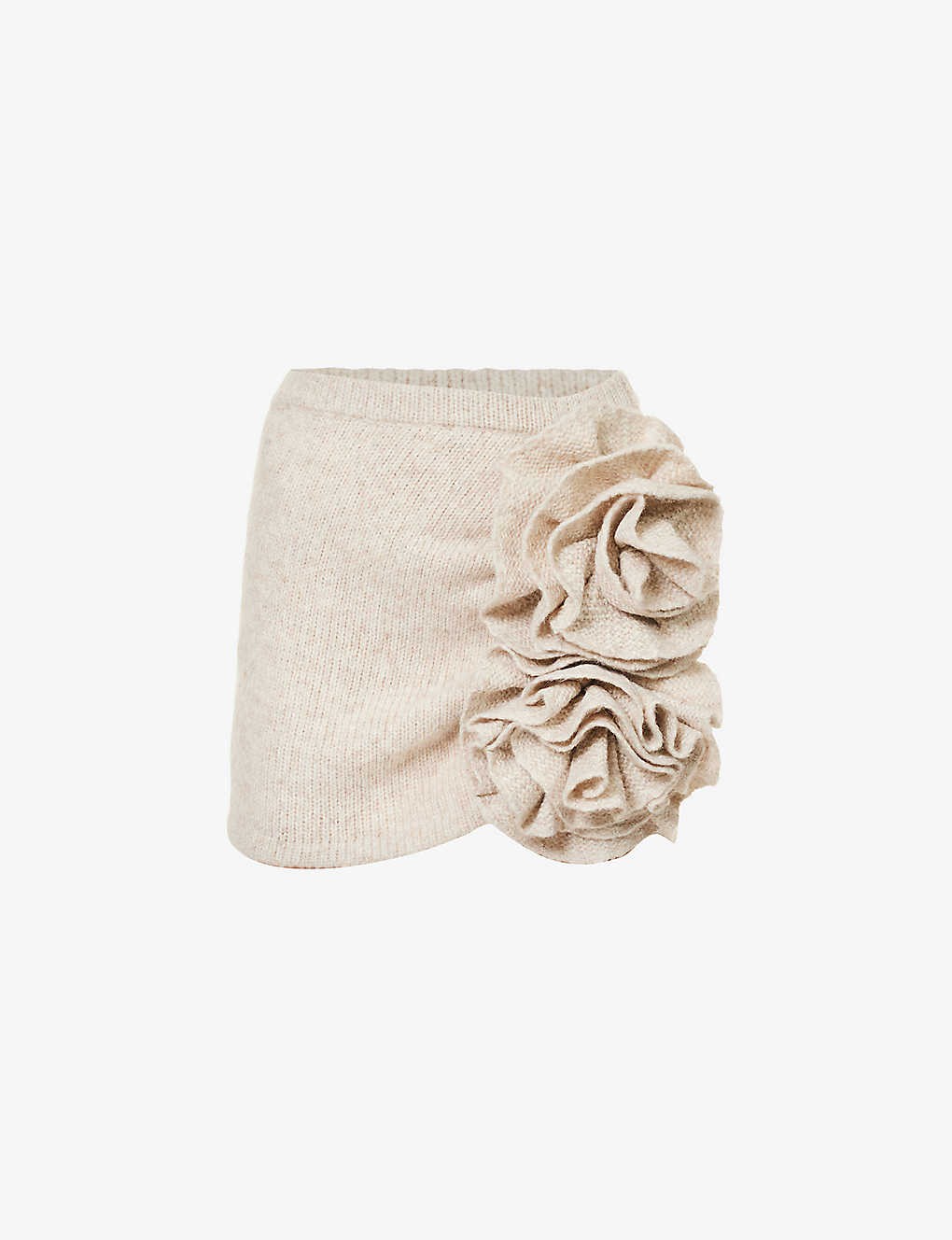 Floral-embellished elasticated-waist knitted mini skirt