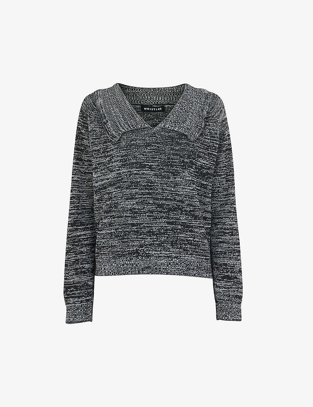 Frilled-collar cotton and recycled polyester-blend jumper