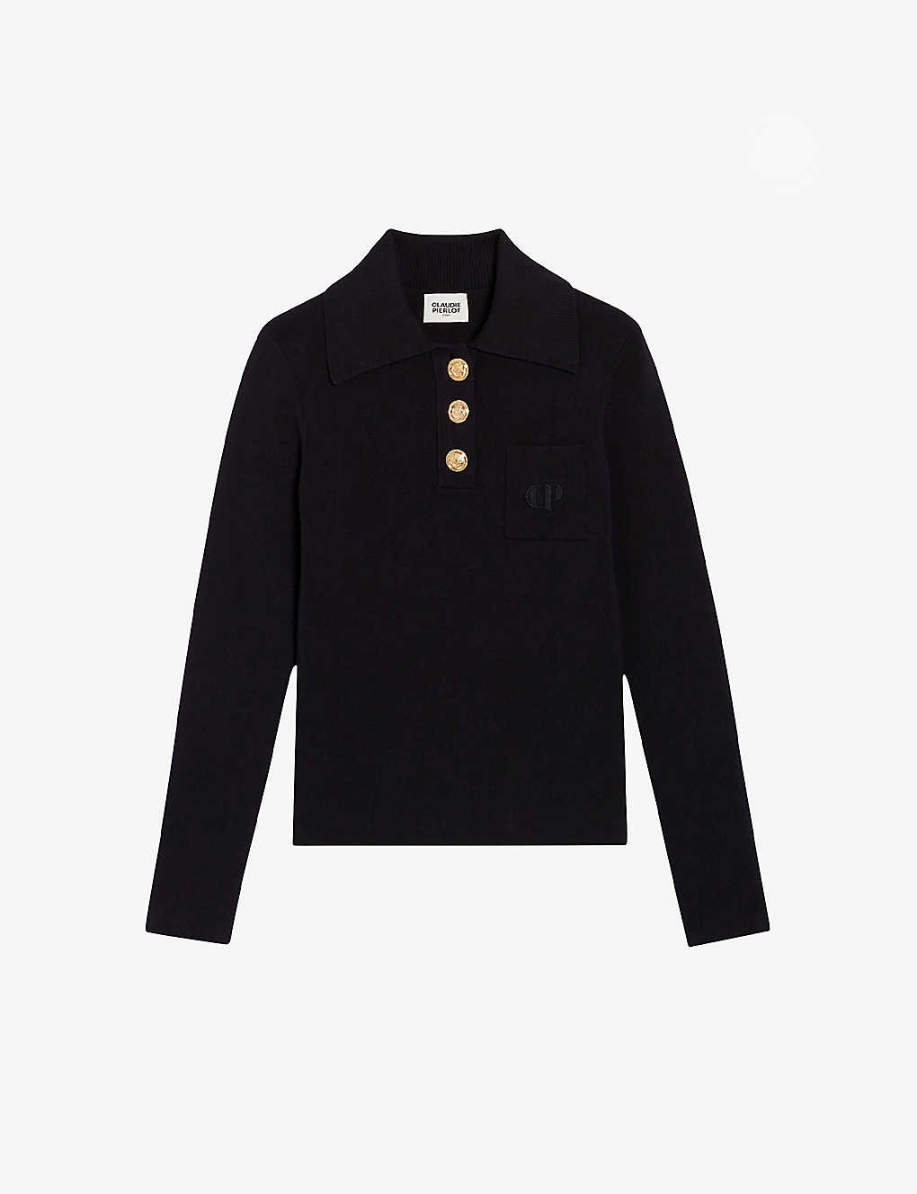 Magnesa logo-embroidered collared stretch-cotton blend jumper