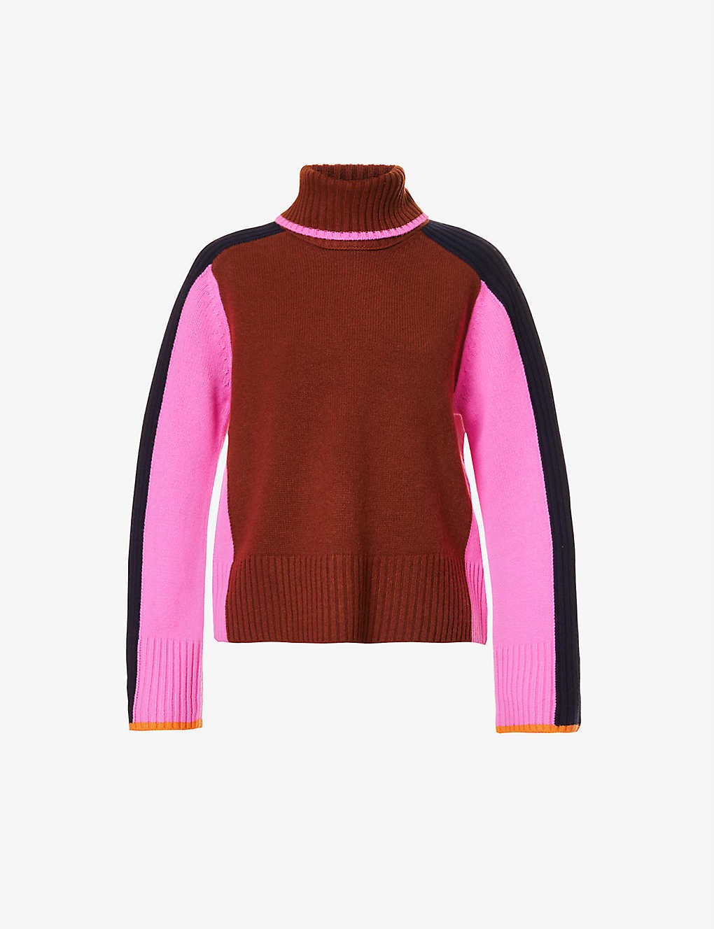 Colour-block detachable-snood wool and cashmere-blend jumper