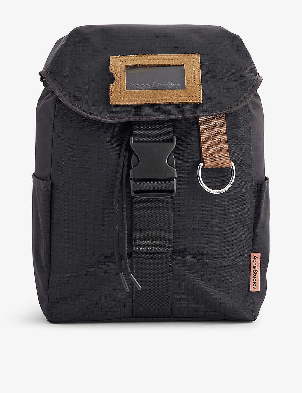 Post logo-embossed shell backpack