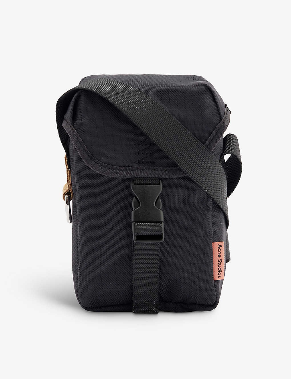 Post logo-embossed woven cross-body bag