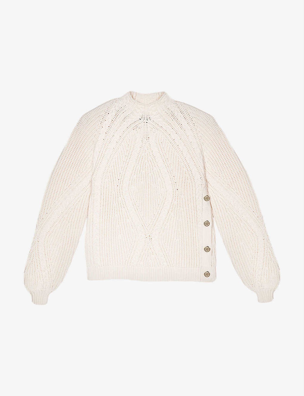 Braided knit mock-neck knitted jumper