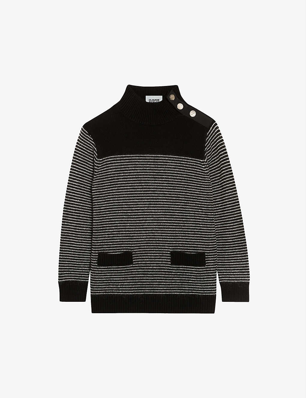 Buttoned-shoulder stripe wool-blend jumper