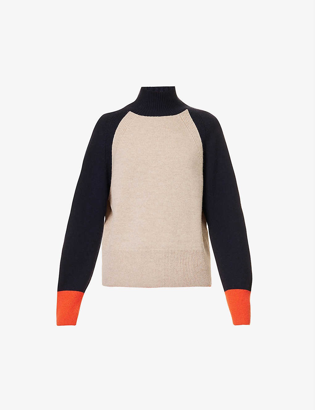 Colour-block turtleneck wool and cashmere-blend jumper