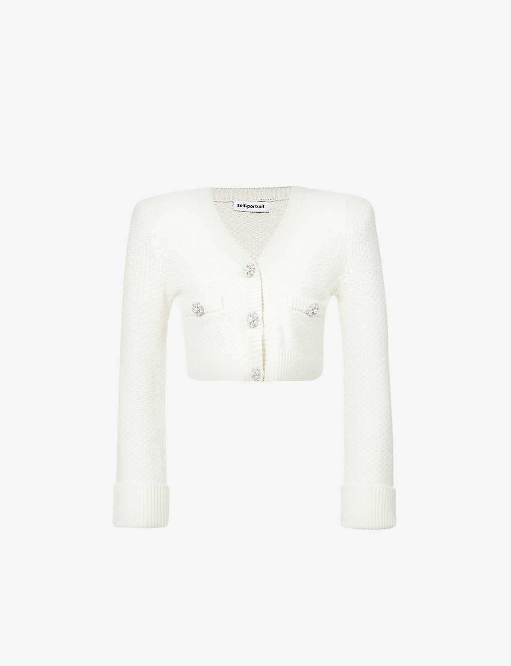 Diamante-embellished cropped cotton-blend cardigan