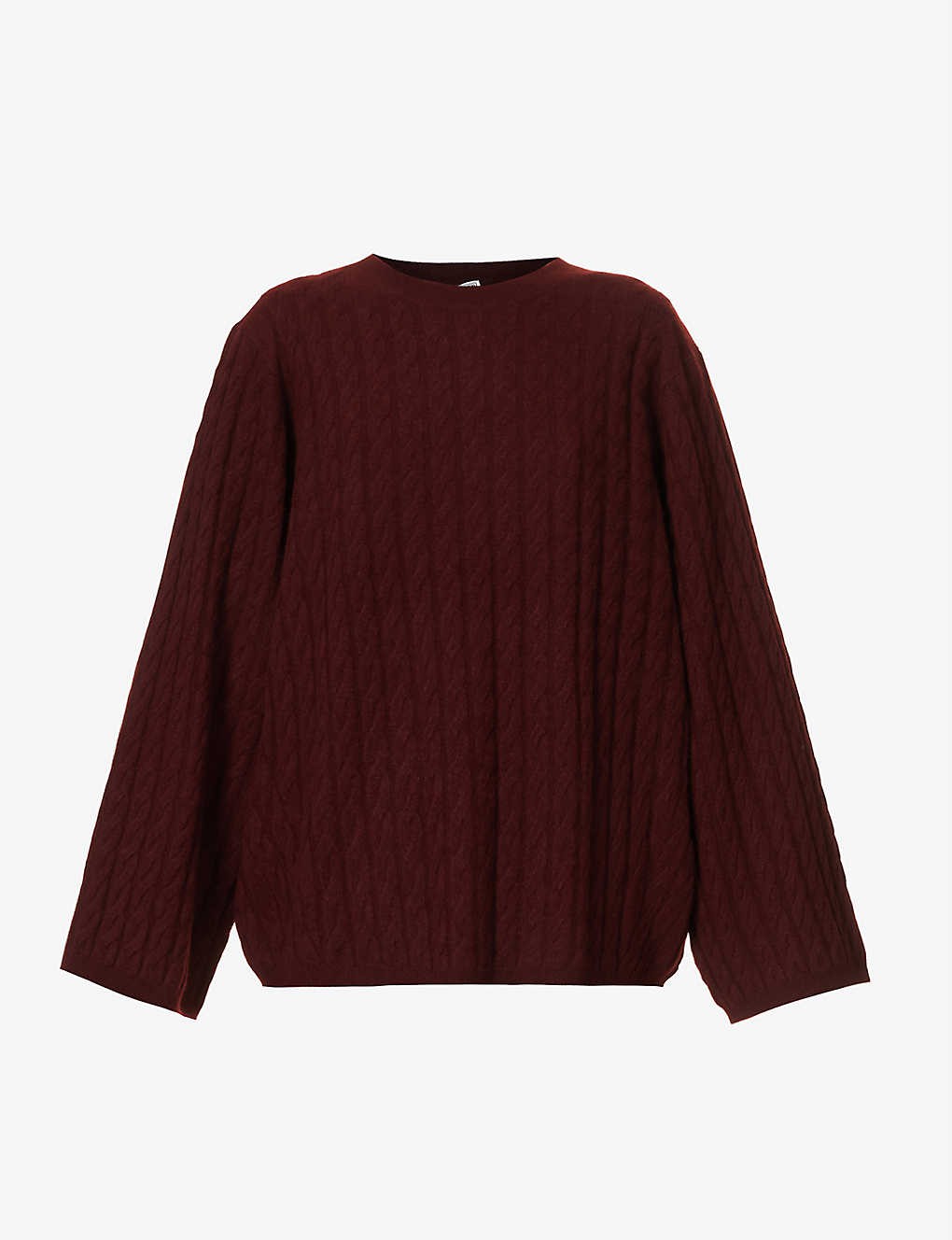 Round-neck cable-knit cashmere jumper