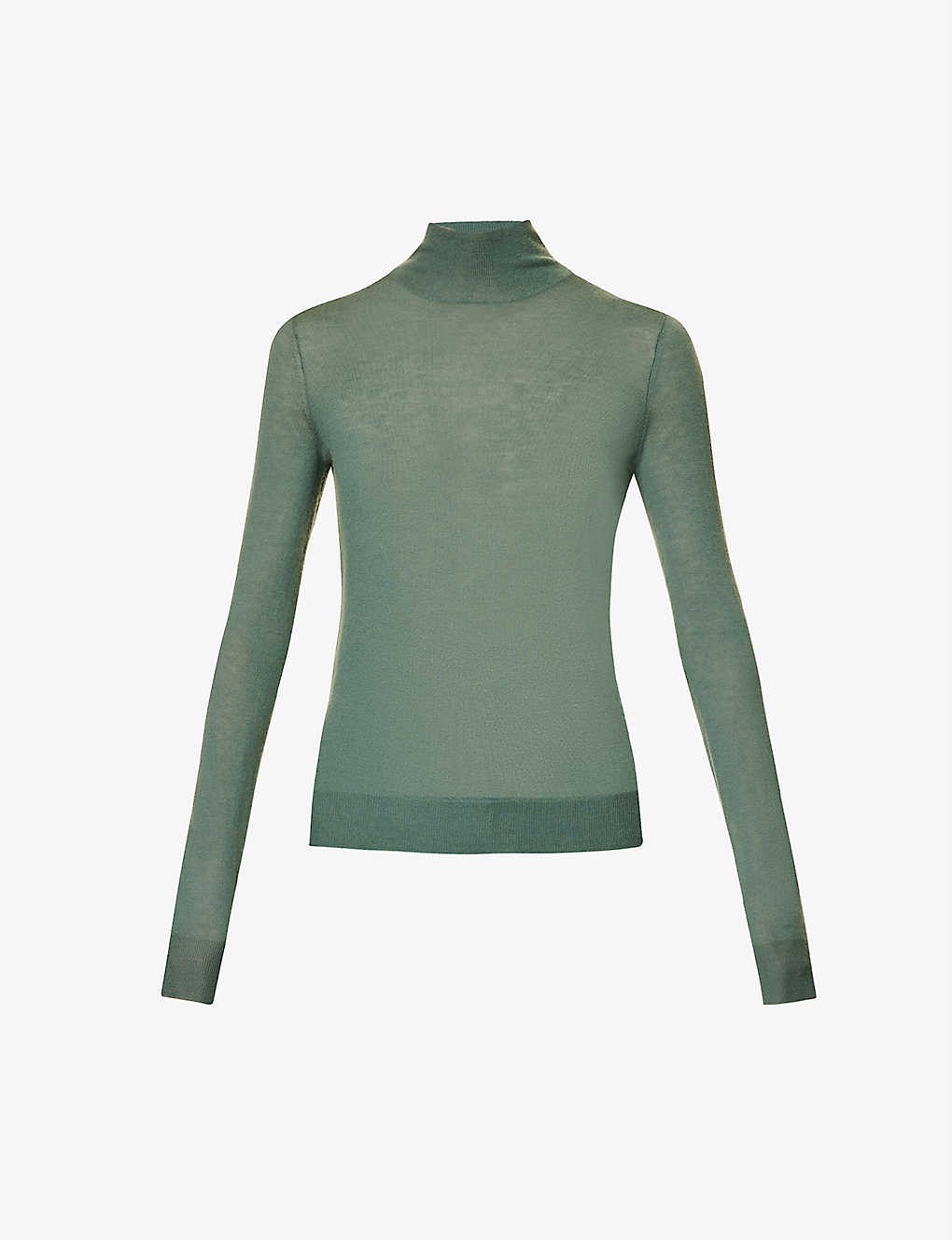 High-neck fine-knit cashmere top