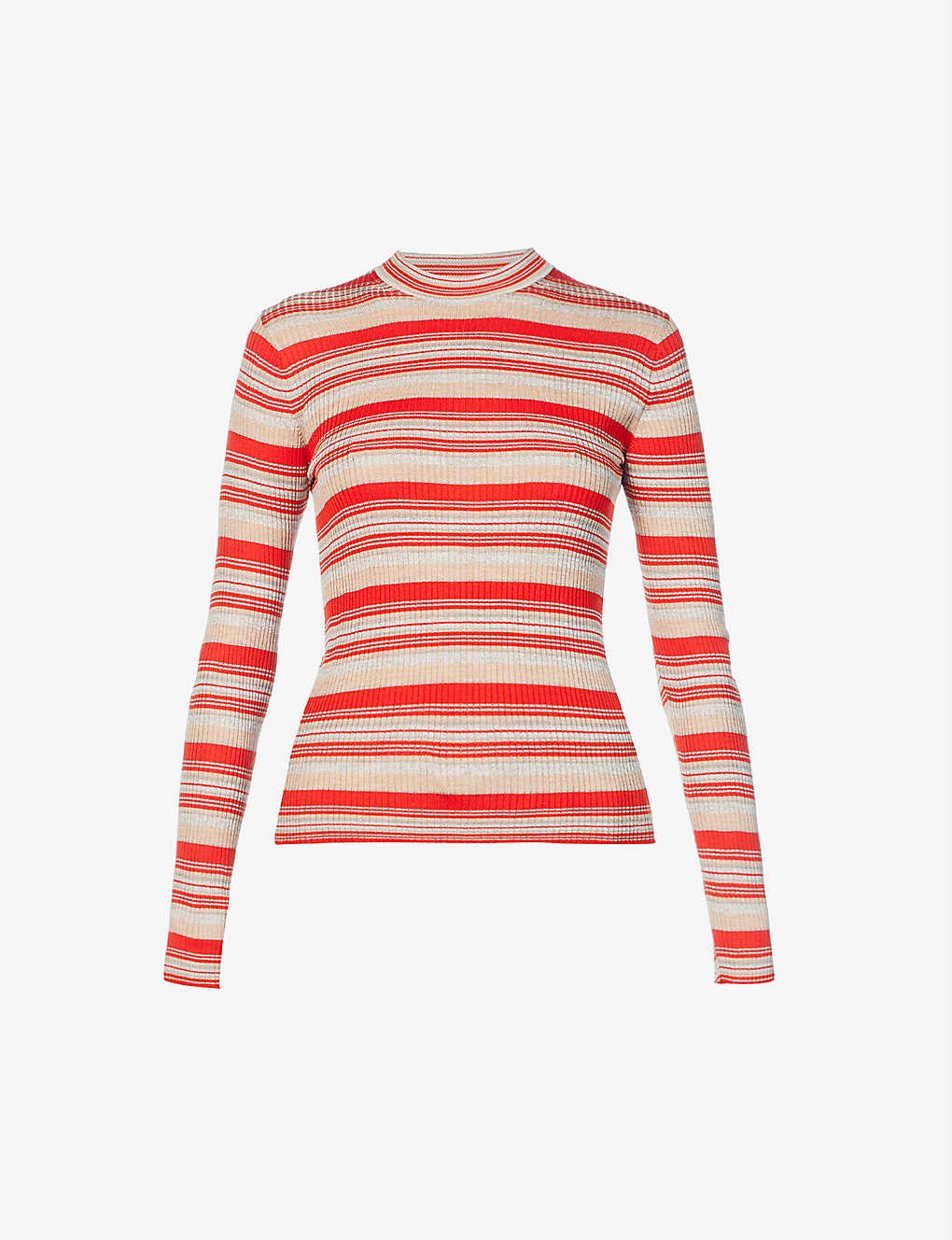 Striped ribbed-texture silk-blend jumper