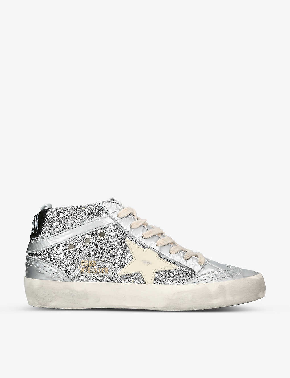 Women’s Mid Star glitter and metallic-leather mid-top trainers