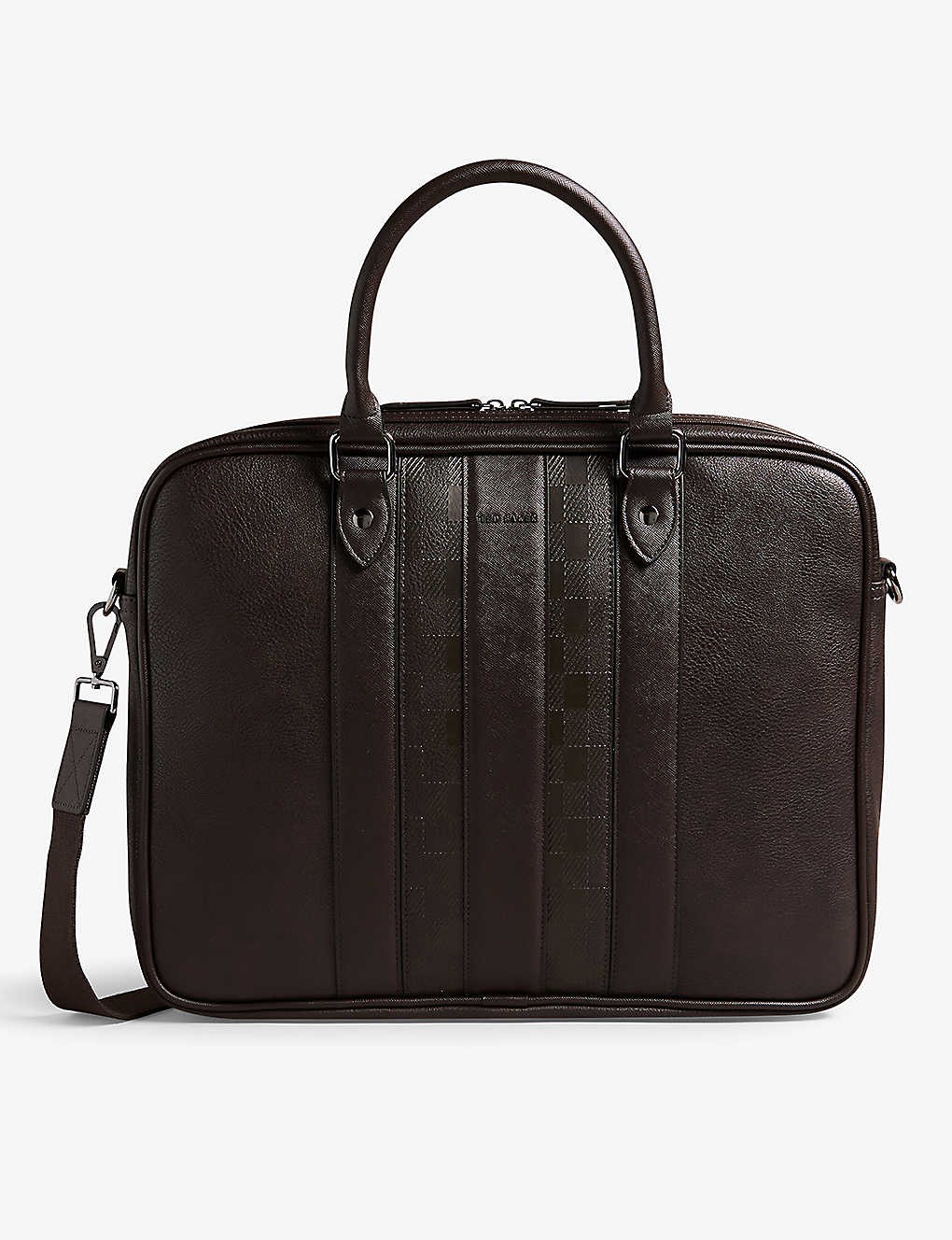 Waymon checked logo-embellished faux-leather briefcase