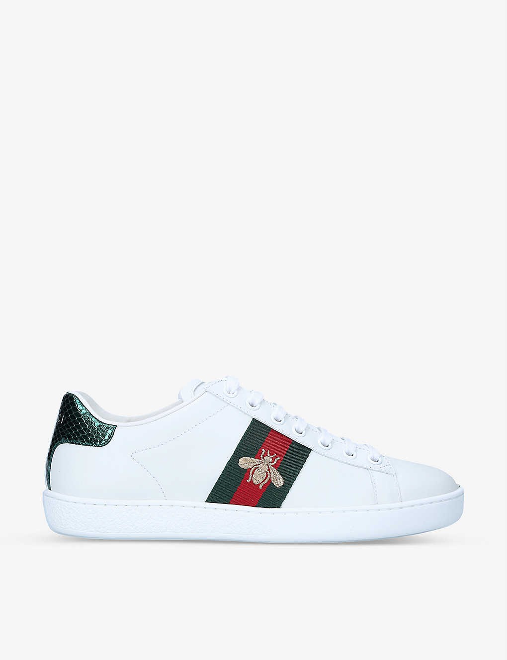 Women's New Ace bee-embroidered leather trainers