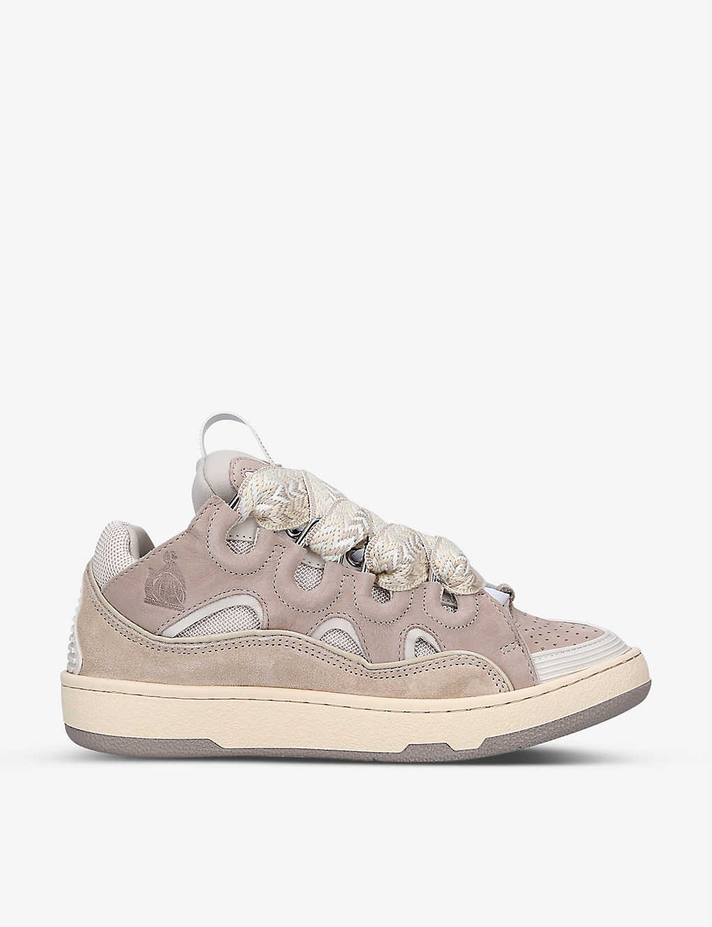 Curb lace-up leather, suede and mesh low-top trainers