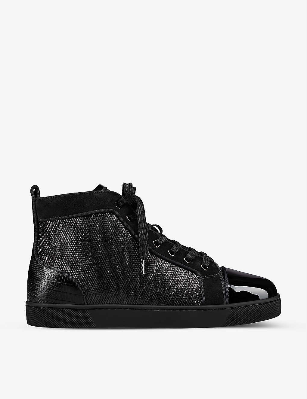 Louis Orlato patent-leather and cotton high-top trainers