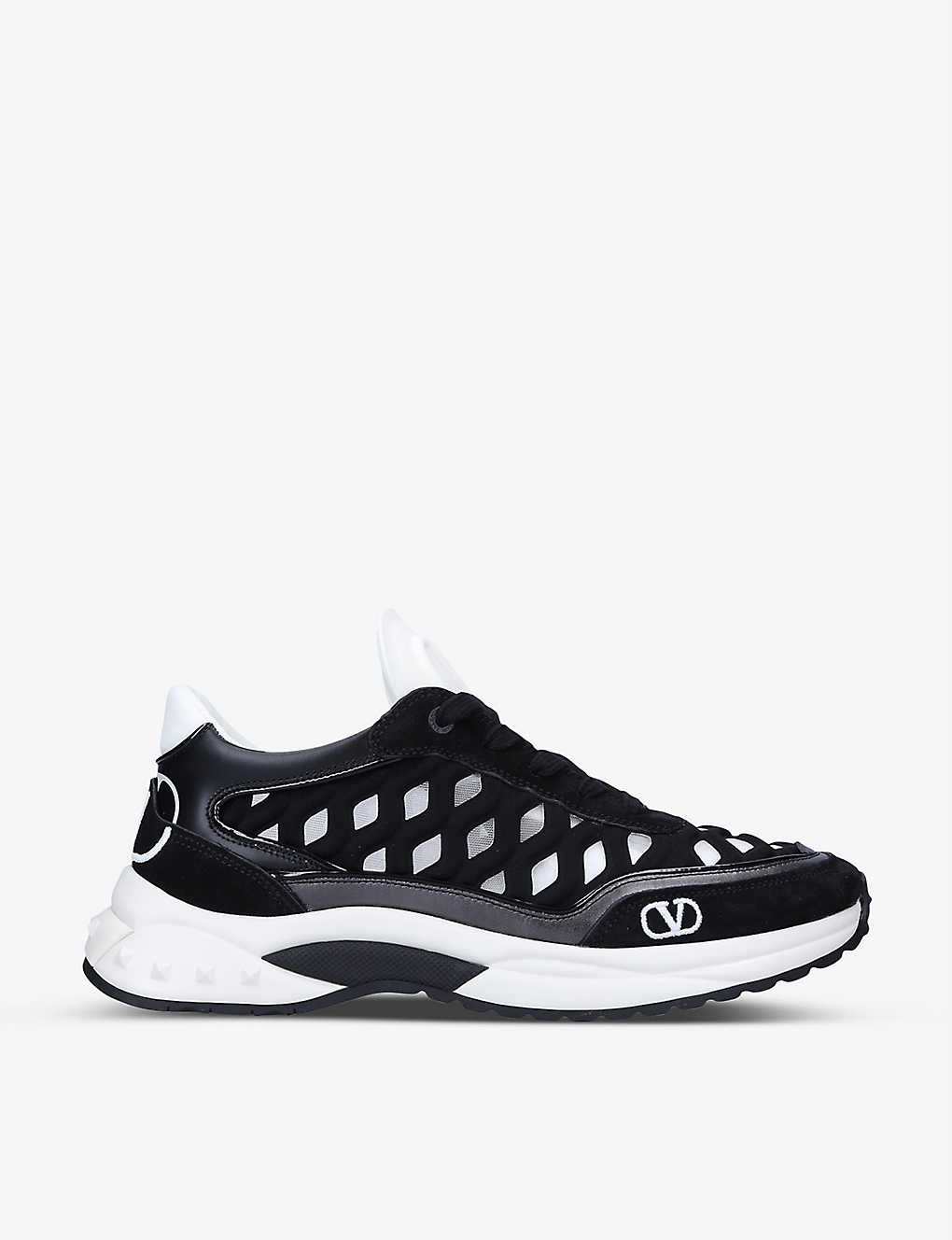 Ready Go Runner fabric and leather branded trainers