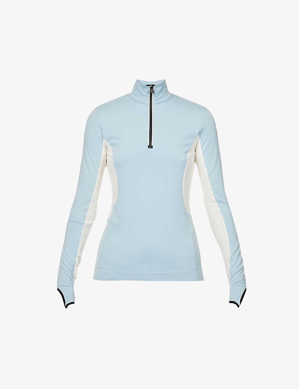 Logo-patch funnel-neck stretch-woven sweatshirt