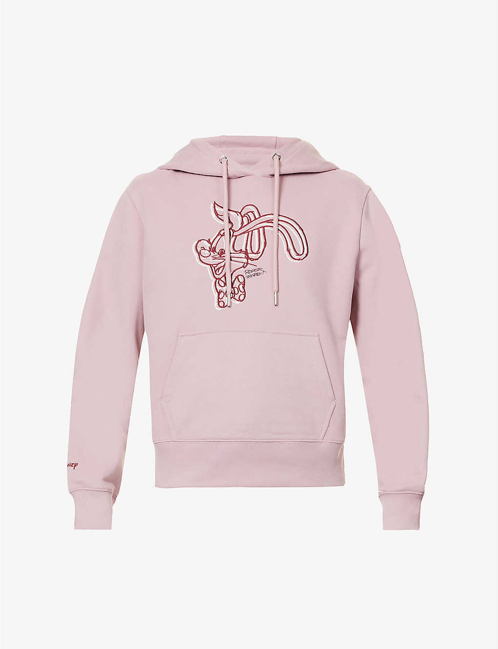 Embroidered ribbed-trims cotton hoody