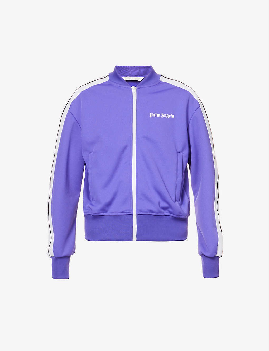 Brand-print contrast-trim woven jacket