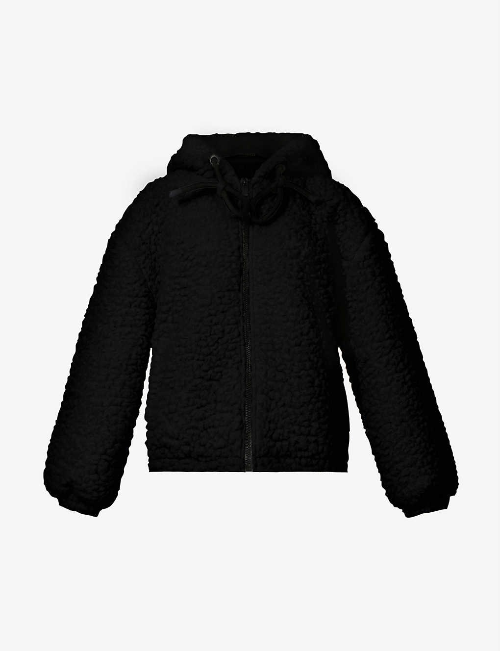 Malik brand-embroidered faux-fur jacket