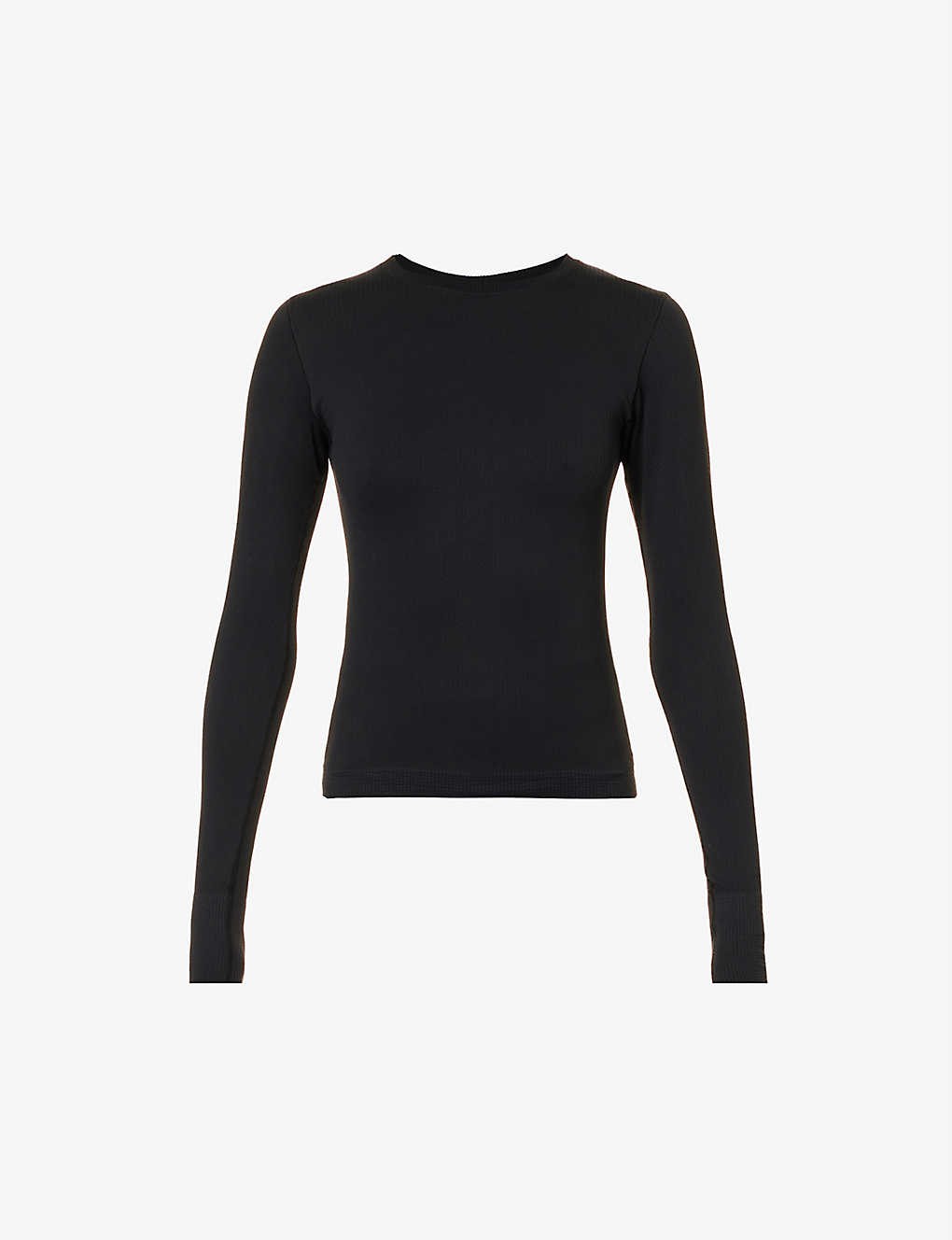 Fitted round-neck stretch-woven top