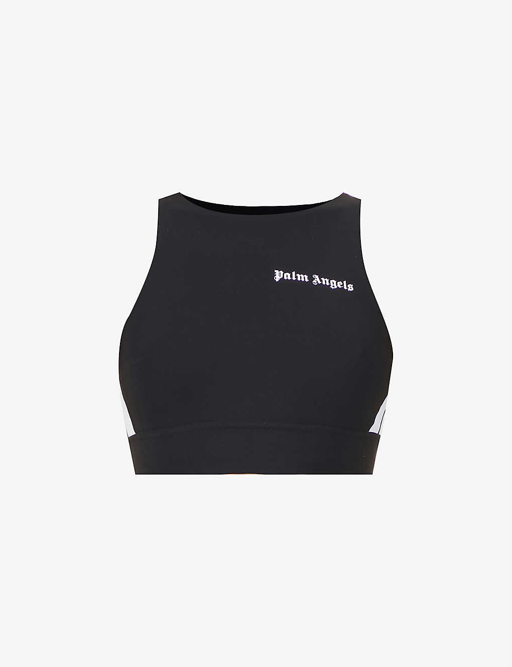 Track logo-print cropped stretch-woven top